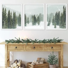 JarThenaAMCS Set of 3 Winter Trees Wall Art Prints 11 x 14 Inch, 