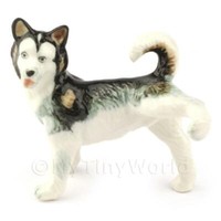 Puppenhaus Miniatur Keramik Alaskan Hund Spaß Haltung