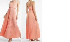 new EXPRESS satin cutout pleated maxi dress m xl