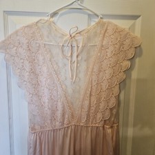 Gafer Pink Semi Sheer Lace Nightdress sleepwear nightgown size 40 EU US Small