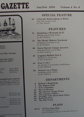On3,On30,SN3,HOn3 NARROW GAUGE AND SHORT LINE GAZETTE MAGAZINE JAN/FEB 1979 - Bild 2 von 2