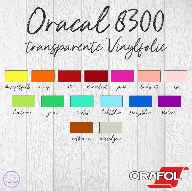 (19,05€/m²)Vinylfolie Plotterfolie Oracal 8300 transparent DIN A4 (21x30cm)