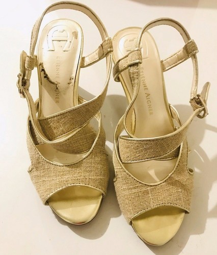 Sandali donna Etienne Aigner taglia 7 oro slingback Julia punta aperta - Foto 3 di 11
