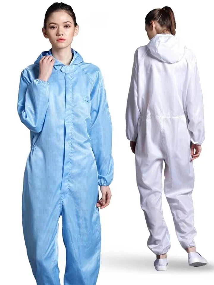 Unisex ESD Anti-static Coveralls Clothes Hood Lab Jacket Coat Unisex S-7XL - Image 2 of 4