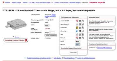 Thorlabs DTS25V/Metrisch (DTS Vacuum)