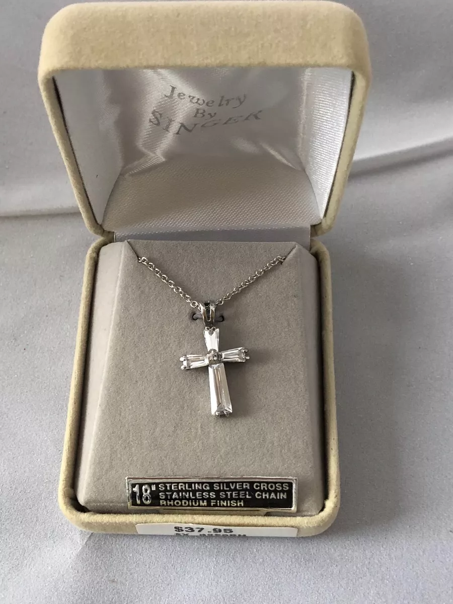 Melissa Odabash Crystal Cross Pendant Necklace, Silver at John Lewis &  Partners