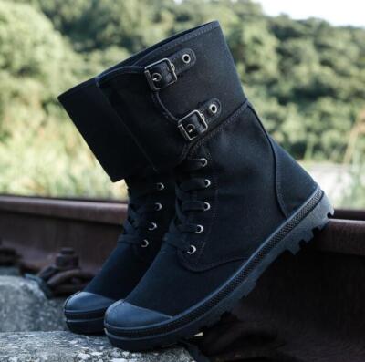 New Spring/ Fall Men's Canvas Boots Outdoor Hight top Shoes Casual Solid  Boots
