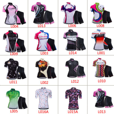Damen Kurzarm Atmungsaktiv Radsport Cycling Jersey Fahrradtrikot Radlerhose