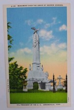 Postcard Monument Over the Grave of Andrew Johnson Greeneville Tennessee USA
