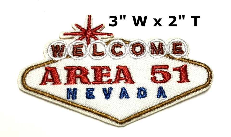 Welcome Area 51 Patch Embroidered Iron-On Applique X-Files Aliens Mystery UFO - Image 2 of 4