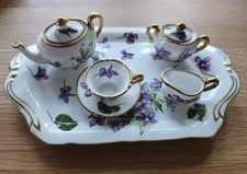 England Hammersley Violets Miniature 5pc. Tea Set With Rare Tray