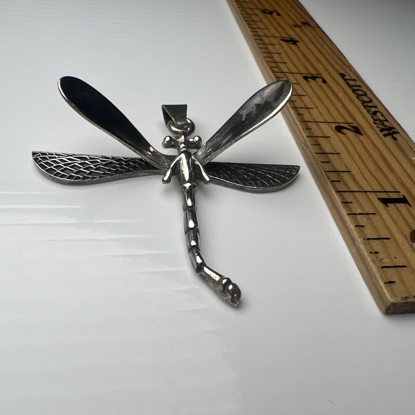 Flying Insect Pendent 925 Sterling Silver Retro Charm Pendant Large Dragonfly Nature 3D ...
