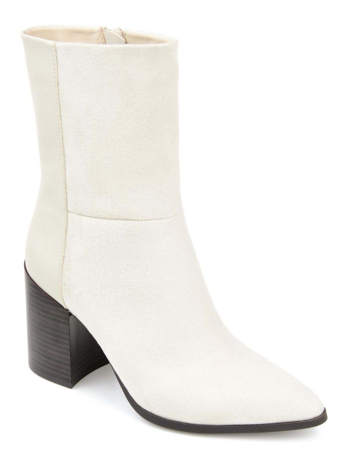 Женские двухцветные ботильоны Sharlie Toe на блочном каблуке цвета слоновой кости из коллекции JOURNEE 11