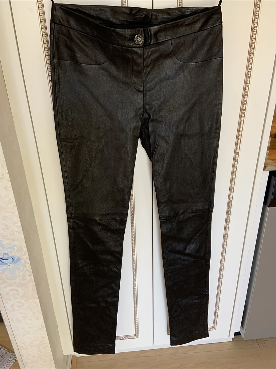 Chanel black leather pants size38