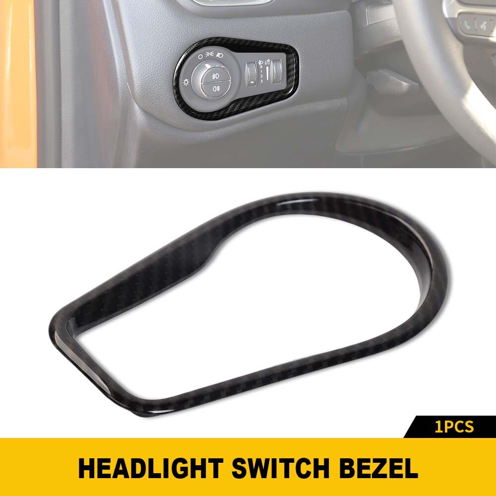 Headlight Control Switch Button Cover Trim For 2016+ Jeep Renegade Carbon Fiber
