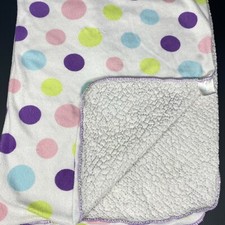 Kidgets Purple Pink Blue Large Polka Dots Baby Blanket Circles White Sherpa Dot