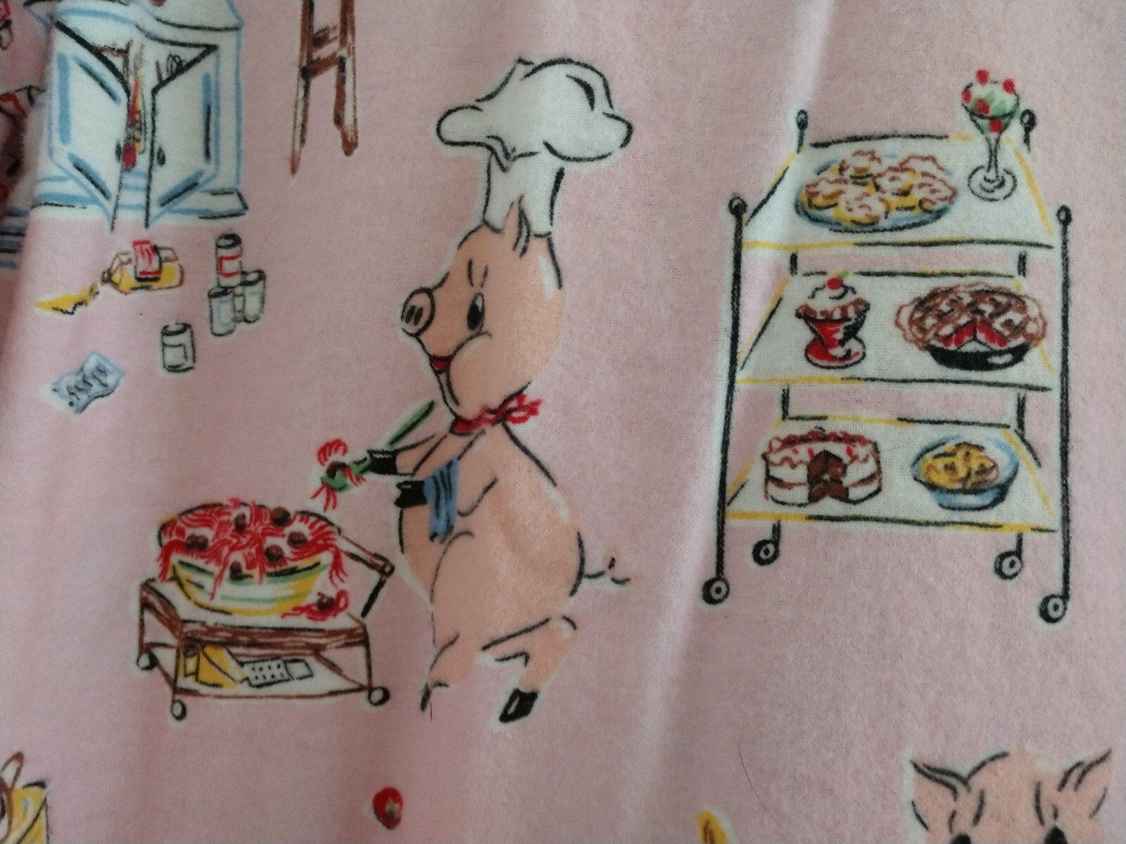 Nick and Nora NWT RARE Vintage Pink Piggin Out 100percent Cotton Flannel Pajama Set L image 4