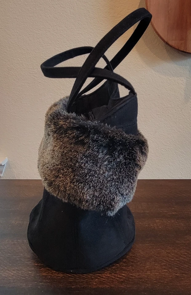 Bolsa bustiê espartilho preta vintage sutiã bolsa xale de pele envoltório novidade bolsa Y2K - Imagem 3 de 4