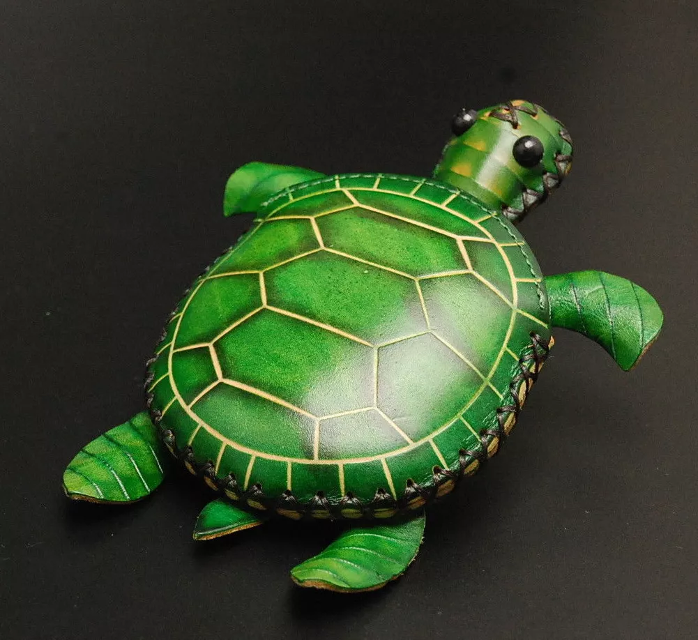 Genuine Leather Handmade Sea Turtle Animal Coin Purse Keychain Wallet Cardholder