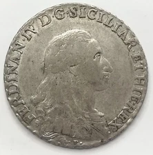 Naples Ferdinando IV by Bourbon VERY RARE 120 grain plate 1790 CC dropping weight