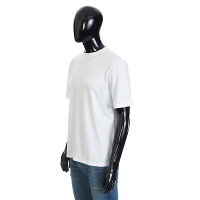SALE♪BERLUTI ホワイト クルーネックシャツ BERLUTI 640$ Oversized Logo Embroidery T-Shirt - White Cotton | eBay