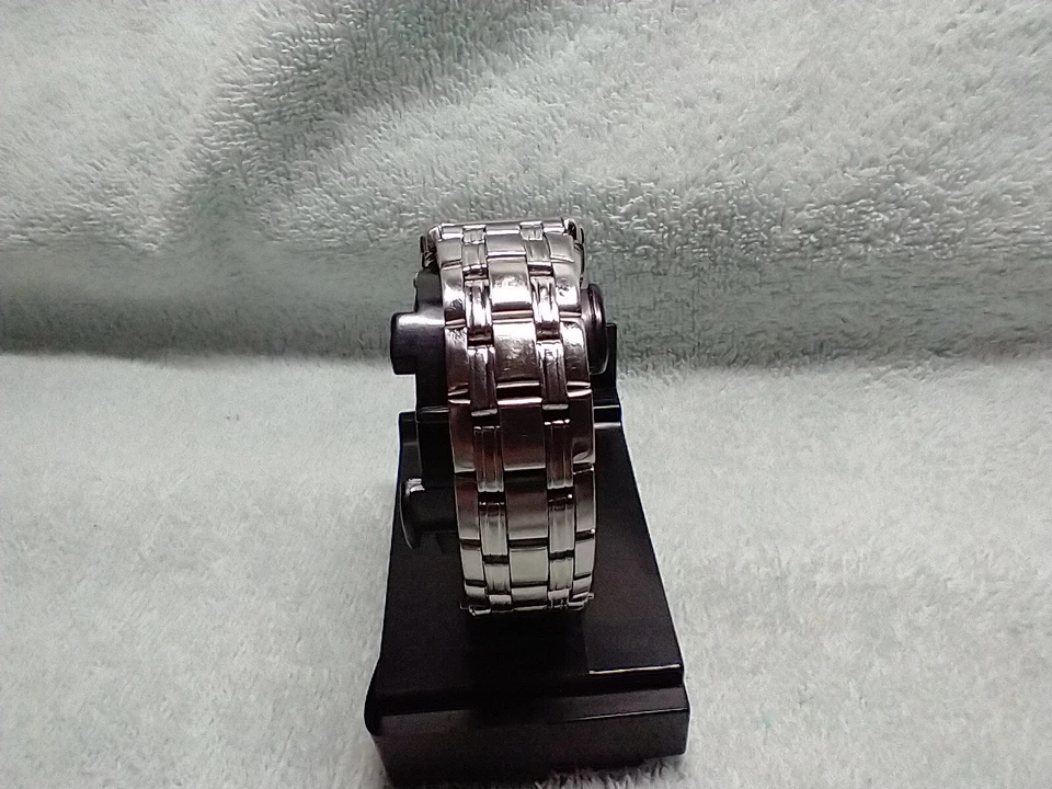 RELOJ HOMBRE PULSERA TITANIO MUY FINO PLATA RECTANGULAR CARA MARFIL FECHA VENTANA Foto 4 de 4