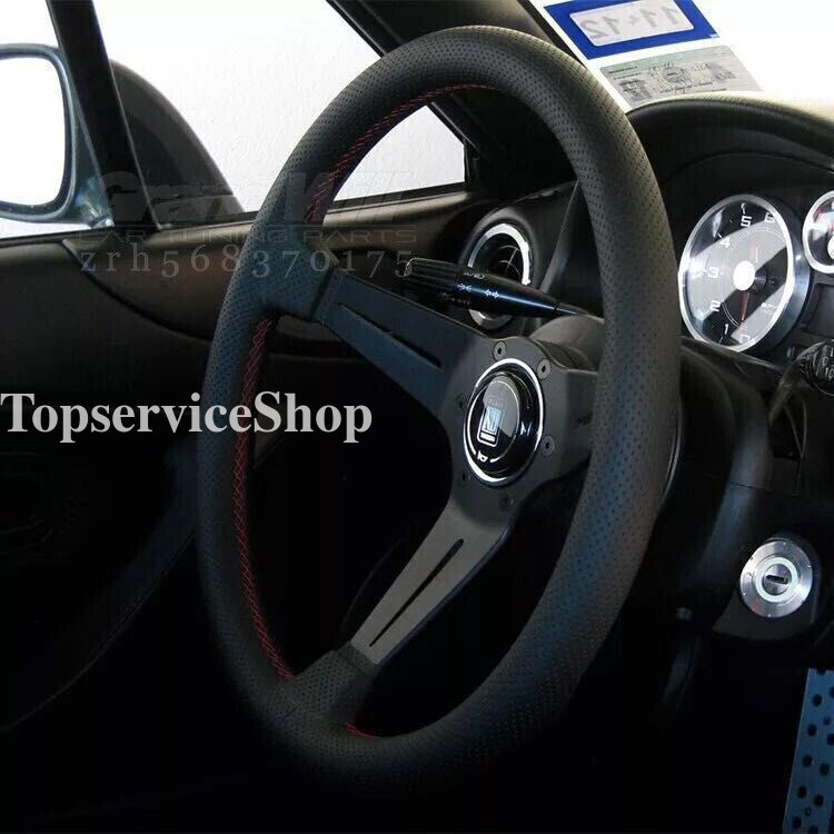 NARDI 350mm 14' Perforated Leather Black Spoke Deep Cone NARDI 350mm 14' Perforated Leather Black Spoke Deep Cone