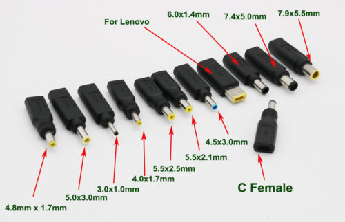 Connecteur adaptateur de charge USB 3.1 C femme vers courant continu mâle pour ordinateur portable Lenovo Asus - Photo 1/30