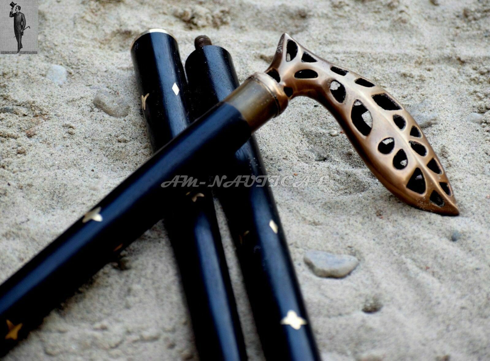 Designer Solid Brass Engraved Head Handle Style W… - image 4