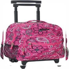 Rockland Double Handle Rolling Backpack, Bandana, 17-Inch 17-Inch, Bandana 