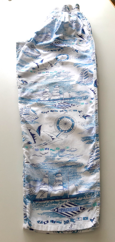 Hose mit Dehnbund Schlupfhose Gr. 140 weiß / blau maritimes Design Taschen Baumw - Bild 9 von 11