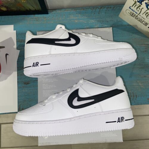 Nike Air Force 1 '07 GS 'Cut Out Swoosh - White Black' DR7889-100 6Y  Women's 7.5