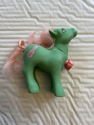 My Little Pony G1 Player Dance 'n Prance Green Guitar Disco Tail Spins MLP 1984