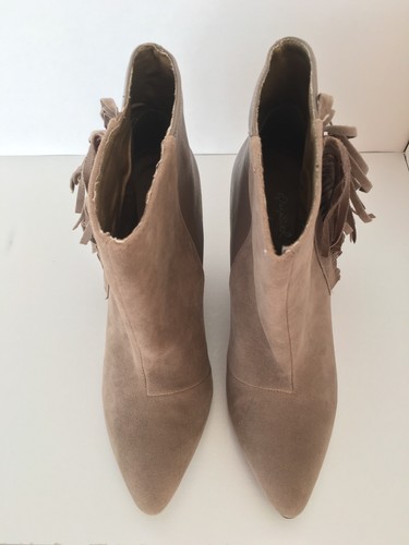 QUPID New Womens Sz 6 Taupe Faux Suede & Leather Maddox Wedges Heels Boots Shoes - 第 1/7 張圖片
