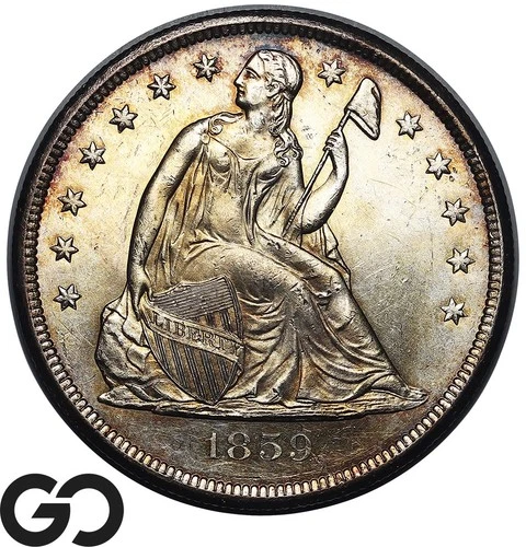 1859-O Seated Liberty Dollar, Nice Mint Luster, Choice BU++, Scarce This Nice!
