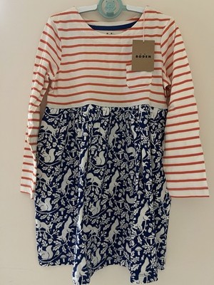 Boden Girls Striped Jersey Squirrel Dress_5-6Y( bundling available)