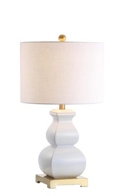 Jonathan Y 25.5 Inch White Gold Table Lamp With Led Bulbs For Home Decor