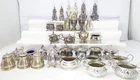 Cruet Condiment Collection Silver Plated Salt Pepper Mustard Pots Glass Liners
