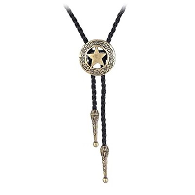 BRBAM Retro Style Western Cowboy Lone Star Bolo Tie Texas Style 3 - Bronze