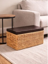 Vintage Wicker Linen Storage Box Trunks Seats