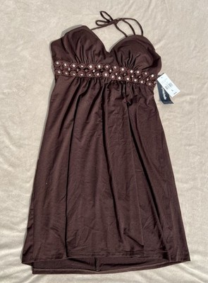 My Michelle Y2K Brown Mini Dress Size L Vintage Tank Dress Halter Dress NWT