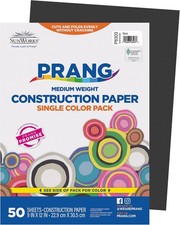 Construction Paper, 9" x 12", Black, 50/Pack, 1 Pack  Formerly SunWorks, P6303
