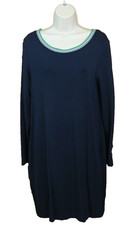 Dalia Navy Modal Dress Long Sleeve Kelly/White Neckline Trim Size Medium