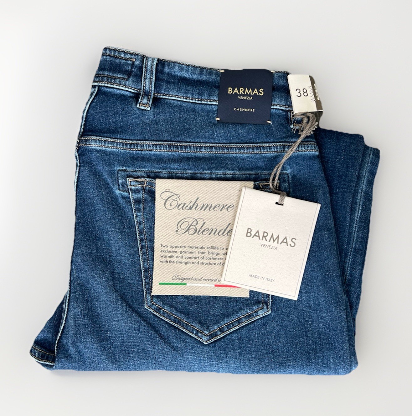 BARMAS Venezia 'Dante' Blue Cashmere Blend Soft Touch Jeans RRP: £450.00 image 3