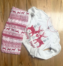 Carter  s Girls 2-Piece Pajama Set Reindeer Fair Isle Long Sleeve Size 7