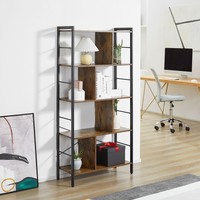 Homcom BüCherregal, Schmal Standregal Regal Mit 5 Ebenen, Rustikales Braun