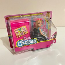 Image of Barbie Chelsea Doll & Wheelchair Blonde Barbie Skirt & Sunglasses Summer Outfit