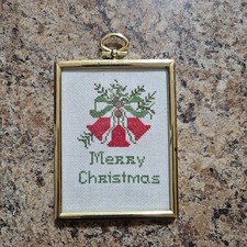 Vintage Crosstitch Merry Christmas Wall Hangi...