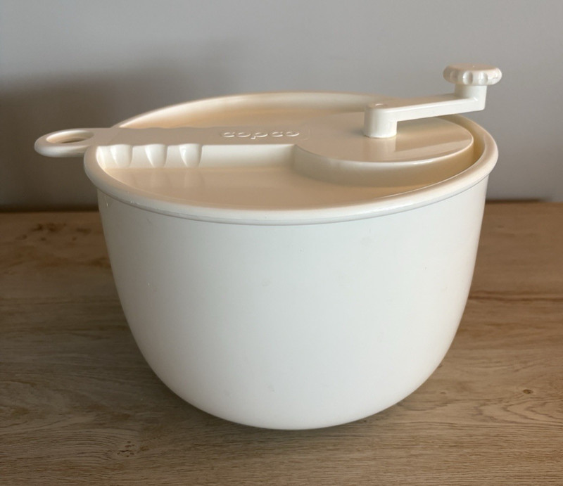 Vintage Copco Large White Salad Spinner White Lid Sam Lebowitz Design #604 USA