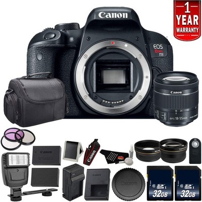 Canon EOS Rebel T7i Digital SLR Camera with 18-55mm Lens 1894C002 - Bundle with